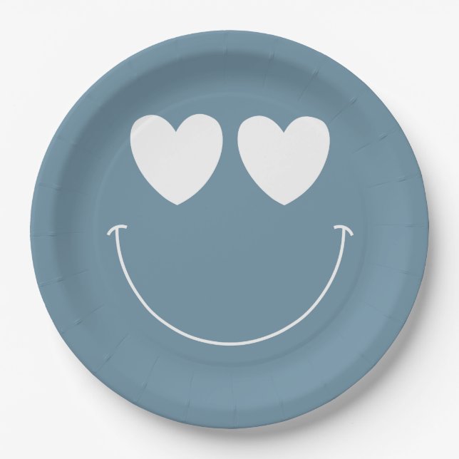 Oh Boy! Modern Groovy Happy Face Baby Shower Pappteller (Vorderseite)