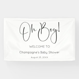 Oh Boy Modern Script Baby Dusche Banner