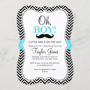 Oh Boy Mustache Baby Dusche einladen / Blau Einladung