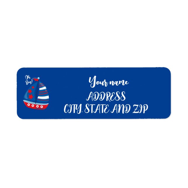 OH BOY NAUTICAL Adressetiketten für Babydusche (Vorne)