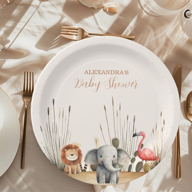 Oh Boy Niedlich Safari Animal Greenery Baby Dusche Pappteller (Von Creator hochgeladen)