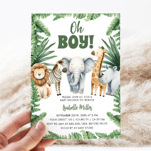 Oh Boy Niedlich Safari Animal Greenery Boy Baby Sh Einladung
