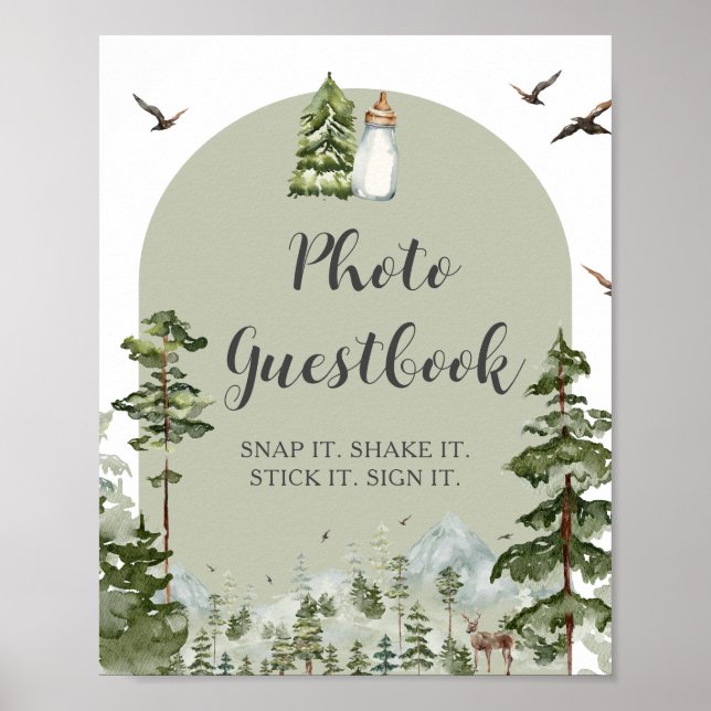 Oh Boy Pine Forest Baby Dusche Foto Gästebuch (Vorne)