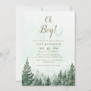 Oh Boy Pine Tree Forest Baby Shower Einladung