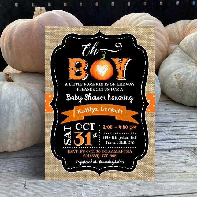 "Oh Boy" Pumpkin Baby Dusche Einladung (Von Creator hochgeladen)
