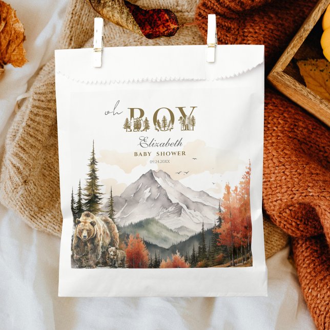 Oh Boy Rustic Woodland Bear Mountain Baby Dusche Geschenktütchen (Von Creator hochgeladen)