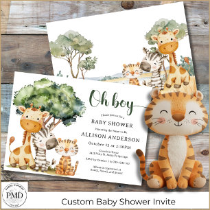 Oh Boy Safari Animal Baby Dusche Einladung