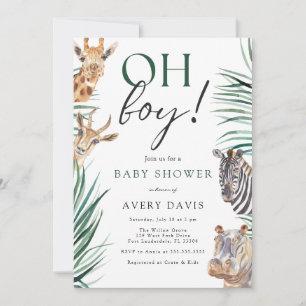 Oh, Boy Safari Animals Baby Dusche Einladung