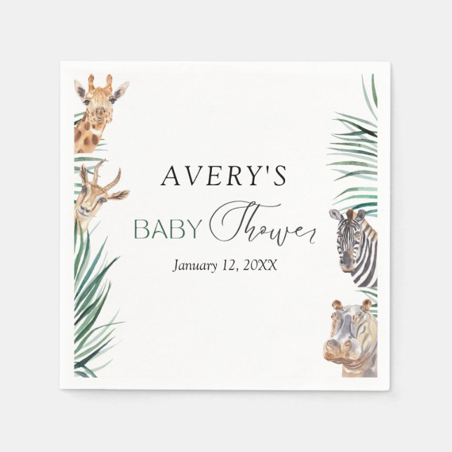 Oh Boy Safari Animals Baby Dusche Napkins Serviette (Vorderseite)