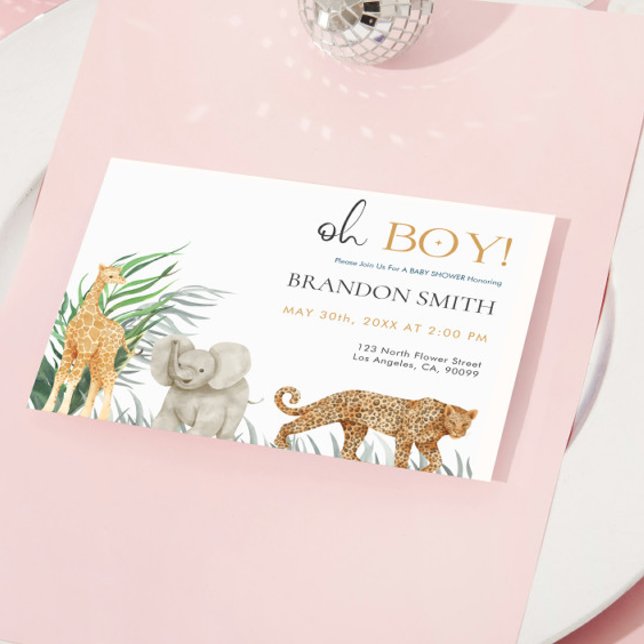 Oh Boy Safari Animals Jungle Baby Dusche Einladung (Von Creator hochgeladen)