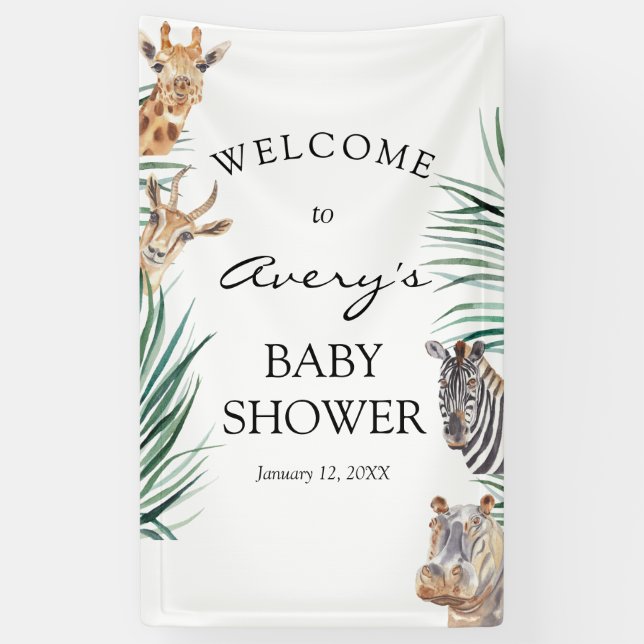 Oh Boy Safari Animaux Bannière Affiche de bienvenu (Vertical)