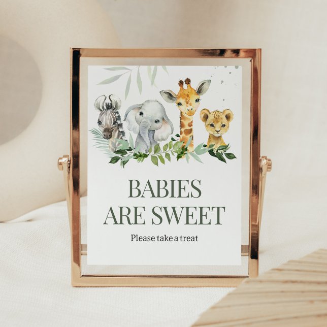 Oh, Boy Safari Baby Dusche Babys sind süß Poster (Jungle Safari Baby Shower Babies are Sweet Sign)