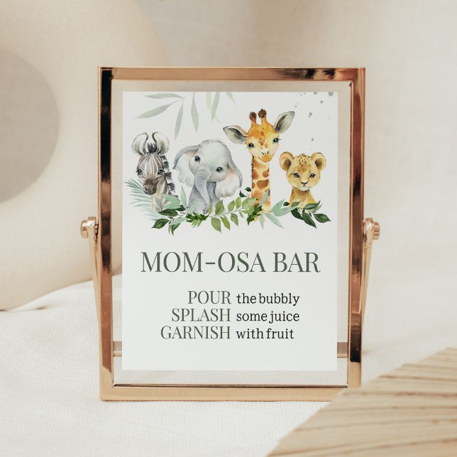 Oh Boy Safari Baby Dusche Mama Osa Bar Poster (Jungle Safari Baby Shower Mom Osa Bar Sign)