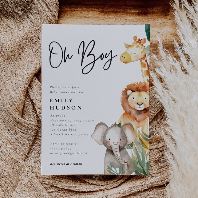 Oh Boy Safari Baby shower Invitation (Créateur téléchargé)