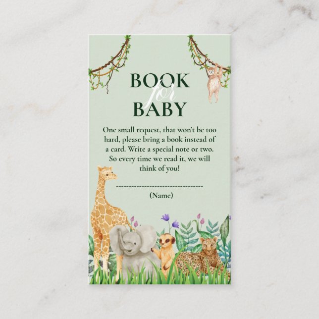Oh Boy Safari Jungle Baby Shower Book for Baby Begleitkarte (Vorderseite)