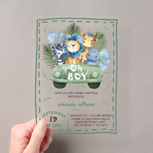 Oh Boy Safari-Tiere Baby-Party Acryleinladungen