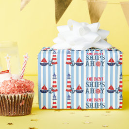 Oh Boy Ships Ahoy erste Geburtstagsdusche Geschenkpapier