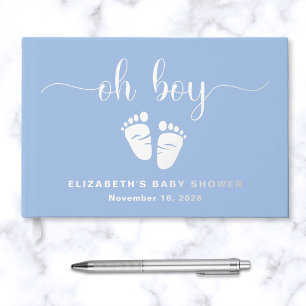 Oh Boy Silver Foil Blue Baby Feet Boy Dusche Gästebuch