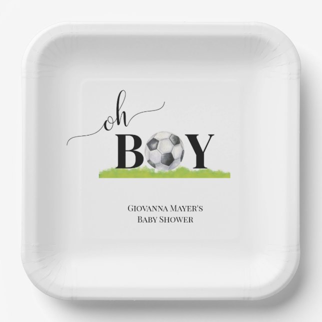 Oh Boy Soccer Boy Baby Dusche Pappteller (Vorderseite)