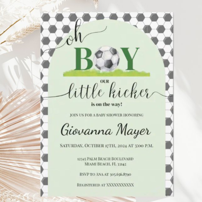 Oh Boy Soccer Boy Baby shower Invitation (Créateur téléchargé)