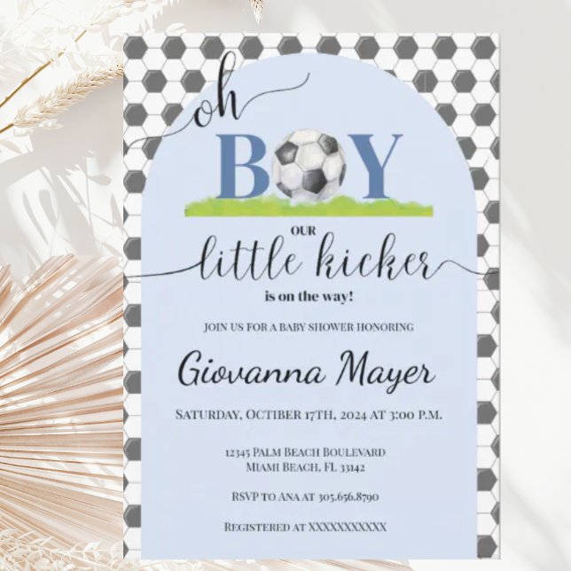 Oh Boy Soccer Boy Baby shower Invitation (Créateur téléchargé)
