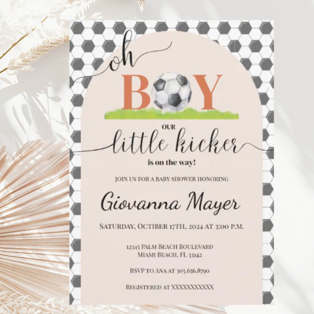 Oh Boy Soccer Boy Baby shower Invitation (Créateur téléchargé)