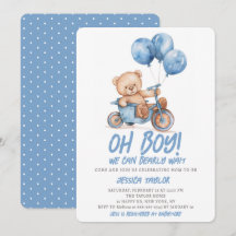 Oh Boy Teddy Bear Boy Blue Bearly Wait Baby Shower