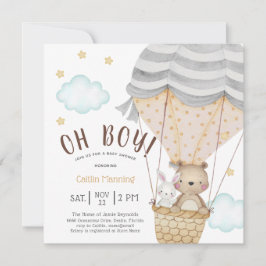 Oh Boy Teddy Bear Woodland Babydusche Einladung