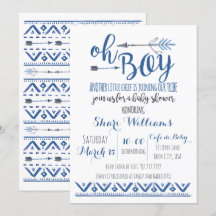 Oh Boy Tribal Baby Dusche Einladung