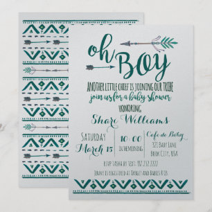 Oh Boy Tribal Baby Shower Einladung - Green