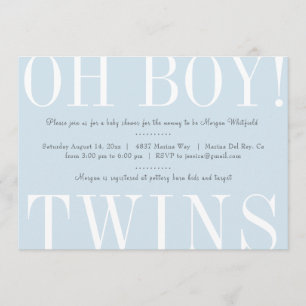 Oh Boy Twins Baby shower Invitation