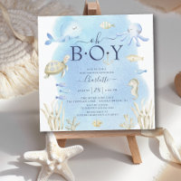 Oh Boy Under The Sea Baby Shower Invitation