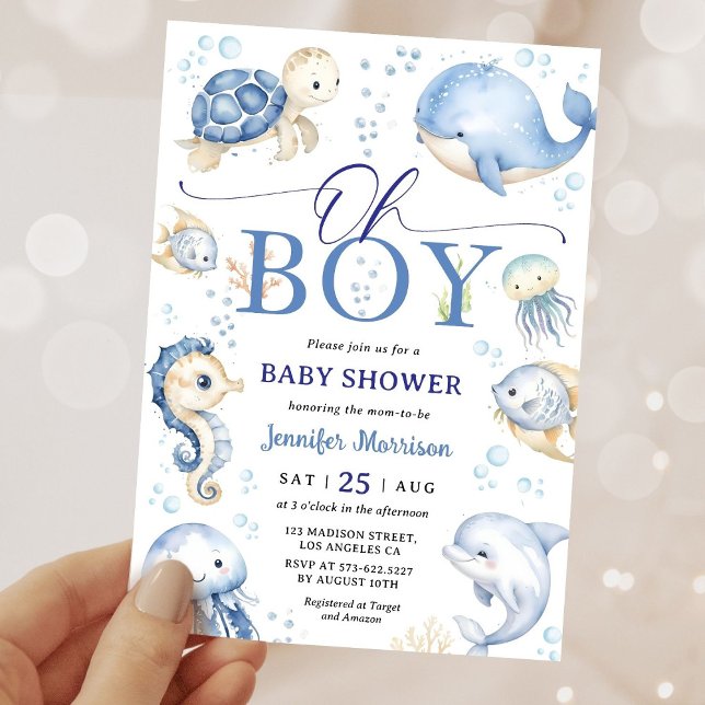 Oh Boy Under The Sea Ocean Baby Shower Invitation Einladung (Von Creator hochgeladen)