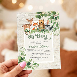 Oh Boy Waldtiere Baby Shower Einladung
