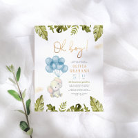 Oh Boy Watercolor Elephant & Blätter Babydusche