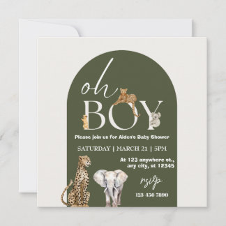 Oh Boy Wild One Animals Boy Baby Shower Einladung