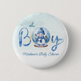 Oh Boy Winter Theme Baby Showknopf Button