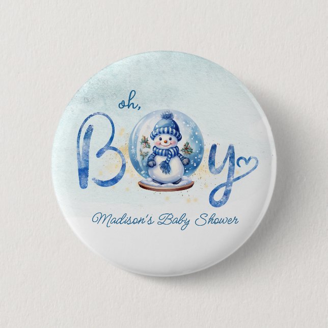 Oh Boy Winter Theme Baby Showknopf Button (Vorderseite)