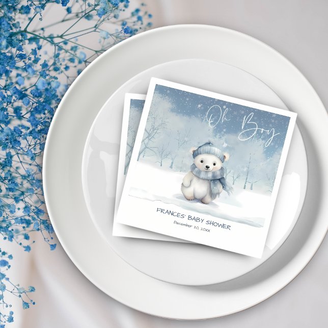 Oh Boy Winter | Woodland Babydusche bestellbar Serviette (Von Creator hochgeladen)
