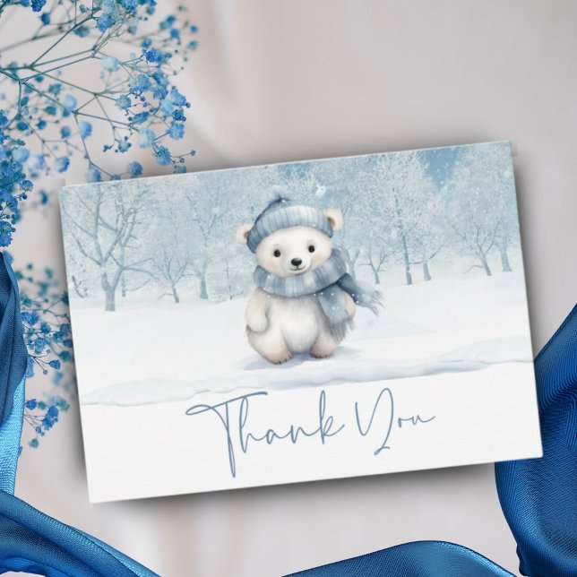Oh Boy Winter | Woodland Babydusche Dankeskarte (Von Creator hochgeladen)