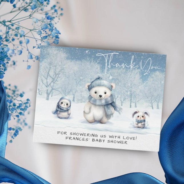 Oh Boy Winter | Woodland Babydusche Dankeskarte (Von Creator hochgeladen)