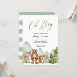 Oh Boy Woodland Animal Baby Shower Einladung