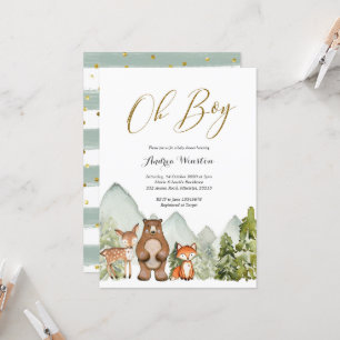 Oh Boy Woodland Animal Baby Shower Einladung