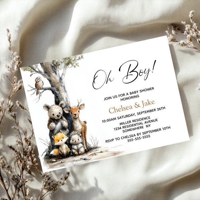 Oh Boy Woodland Animals Baby Shower Invitation (Créateur téléchargé)