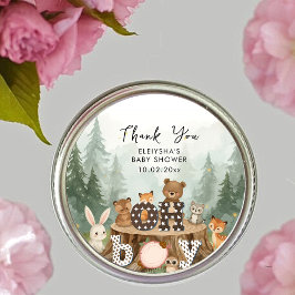 Oh Boy Woodland Safari Tiere Danke Runder Aufkleber