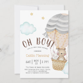 Oh Boy Woodland Teddy Bear Baby Dusche Einladung