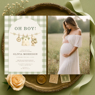 Oh Boy Woodlands Foto Baby Shower Einladung