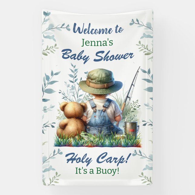 Oh Buoy, it's a Boy! Fishing Themed Baby Shower Banner (Vertikal)