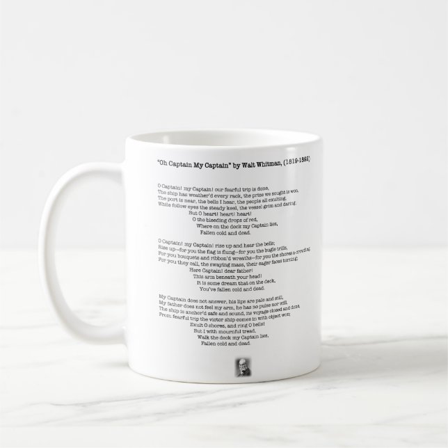 "Oh Captain, mein Captain" von Walt Whitman Kaffeetasse (Links)