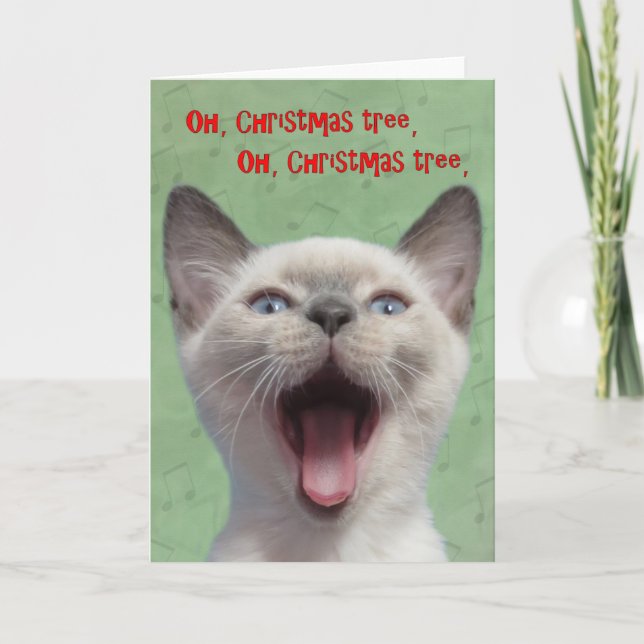 Oh carte siamoise de chaton d'arbre de Noël (Devant)